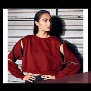 LF zipper sleeve cropped oversized sweatshirt